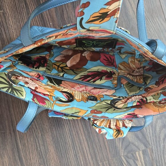 SHARIF STUDIO Genuine Quilted Leather Dusty Blue Handbag NWOT - Picture 5 of 11